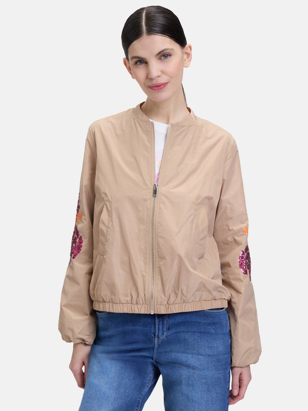 Cartoon Blouson Damen beige bedruckt, 40