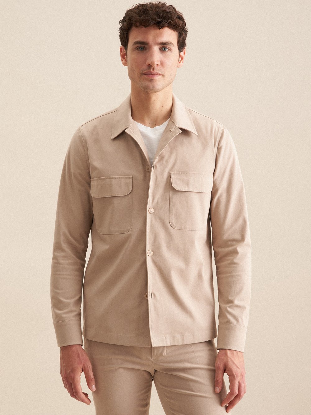 Seidensticker Overshirt Herren Regular Fit Baumwolle beige, XXL