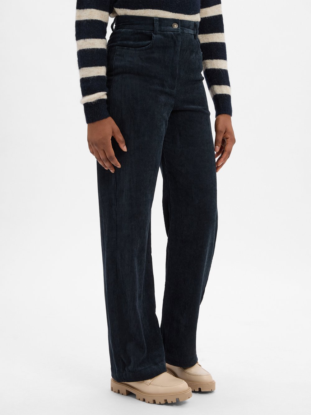 Marie Lund Cordhose Damen blau strukturiert, 42