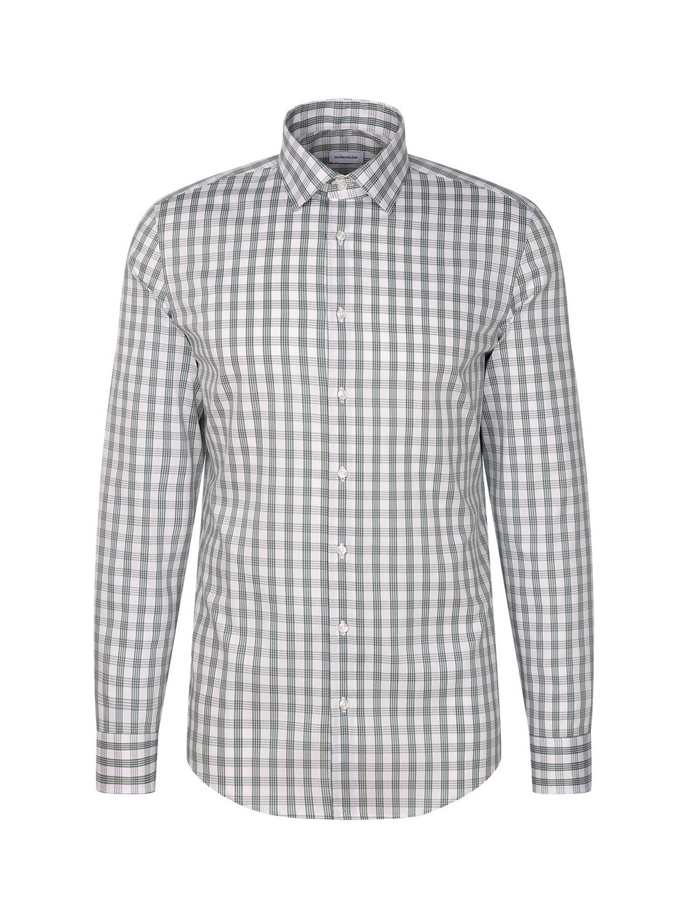 Seidensticker Business Hemd Herren Slim Fit Baumwolle grün kariert, 39