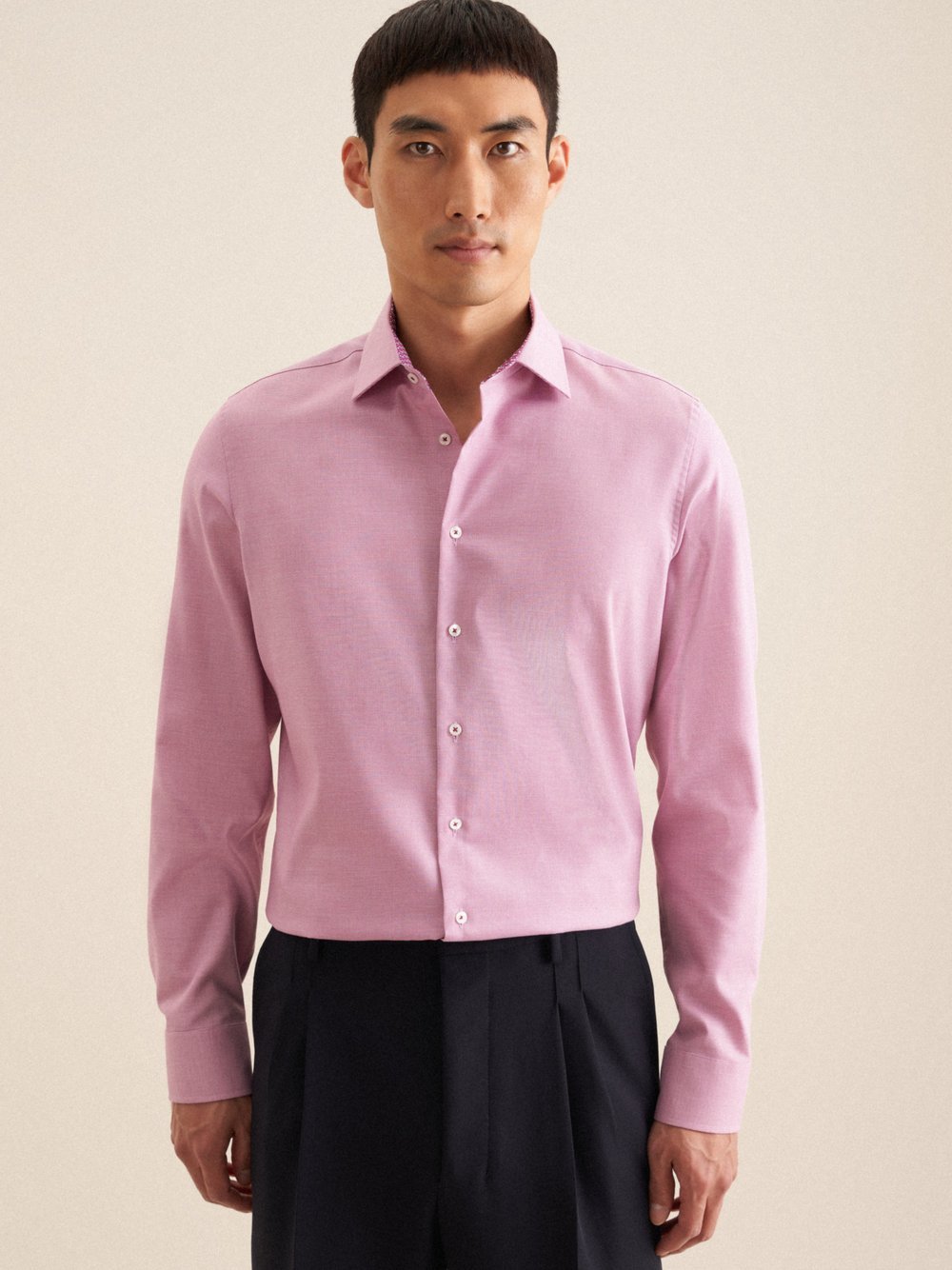 Thumbnail - Seidensticker Business Hemd Herren Slim Fit Baumwolle lila strukturiert, 37