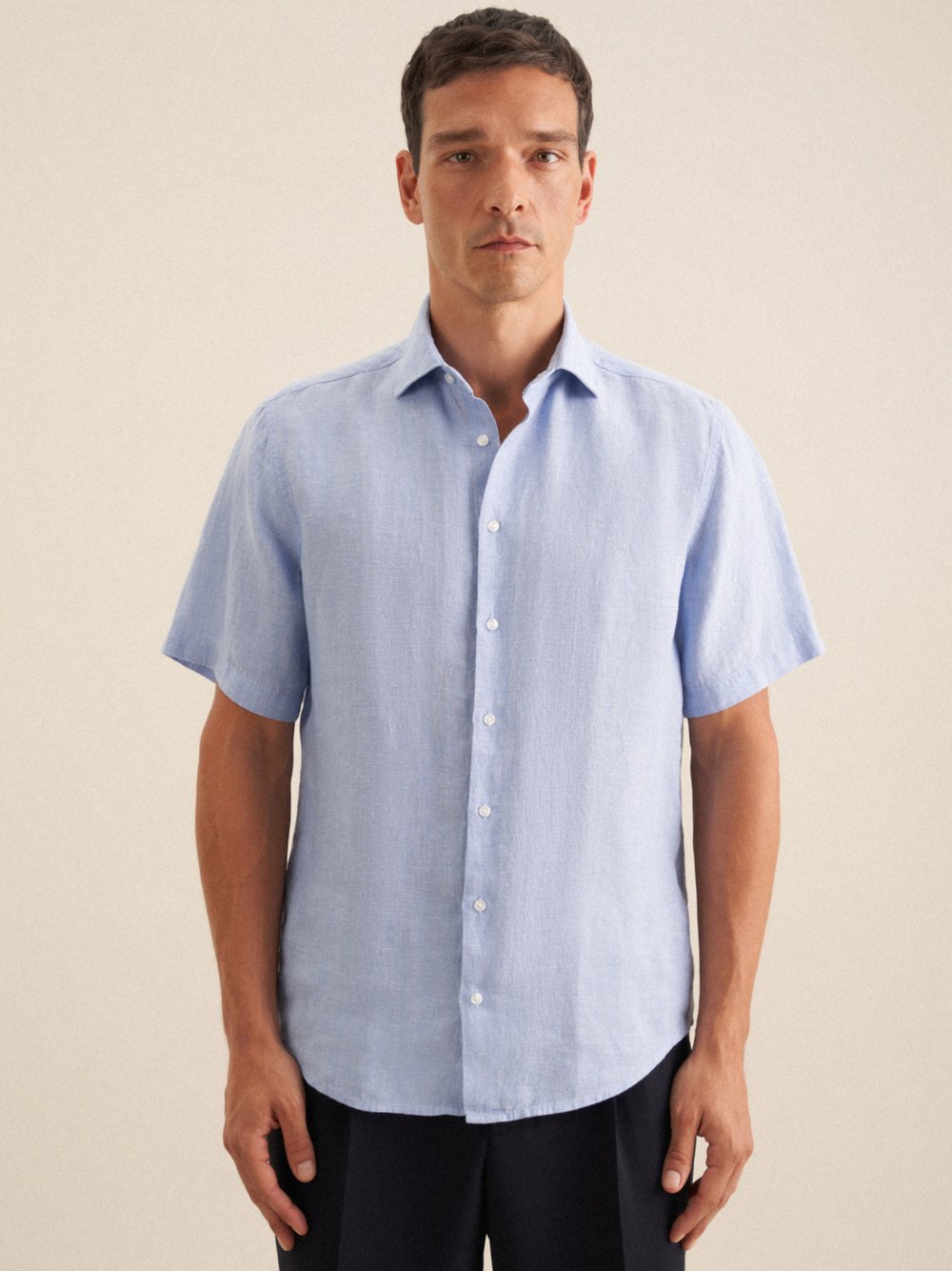 Thumbnail - Seidensticker Business Hemd Herren Regular Fit Leinen blau, 39