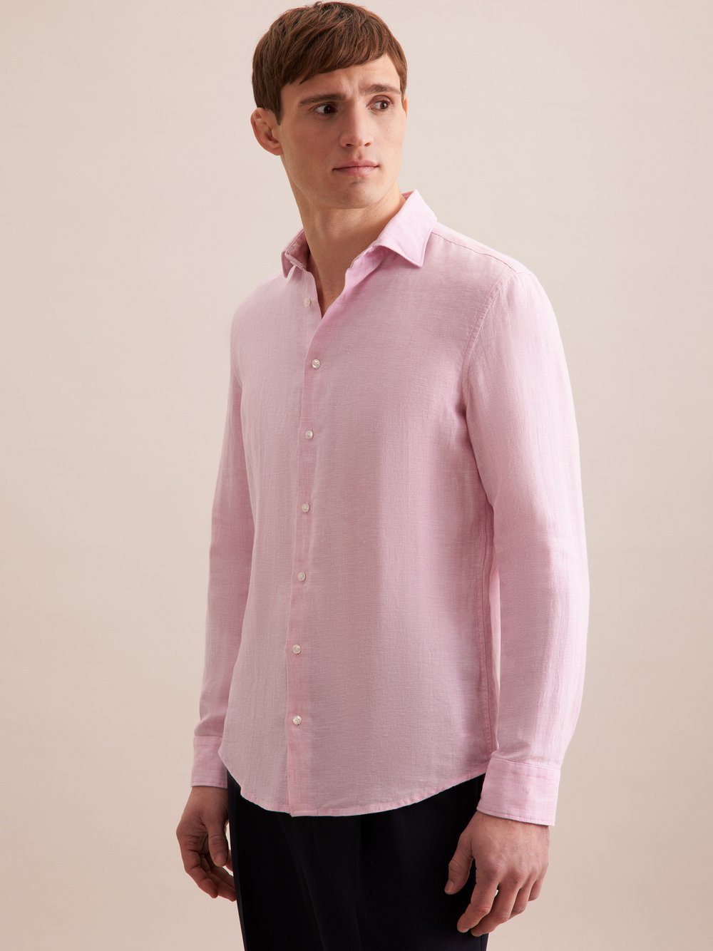 Thumbnail - Seidensticker Business Hemd Herren Slim Fit Leinen rosa, 39