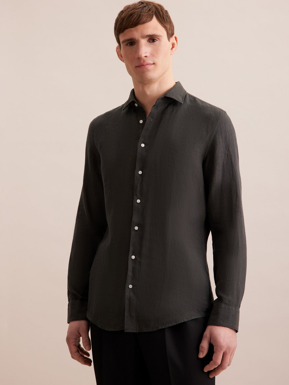Seidensticker Business Hemd Herren Slim Fit Leinen grün, 41