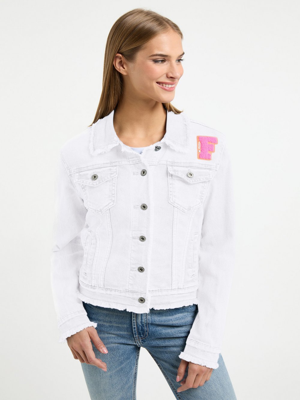 Frieda & Freddies Jeansjacke Damen Baumwolle weiß, M