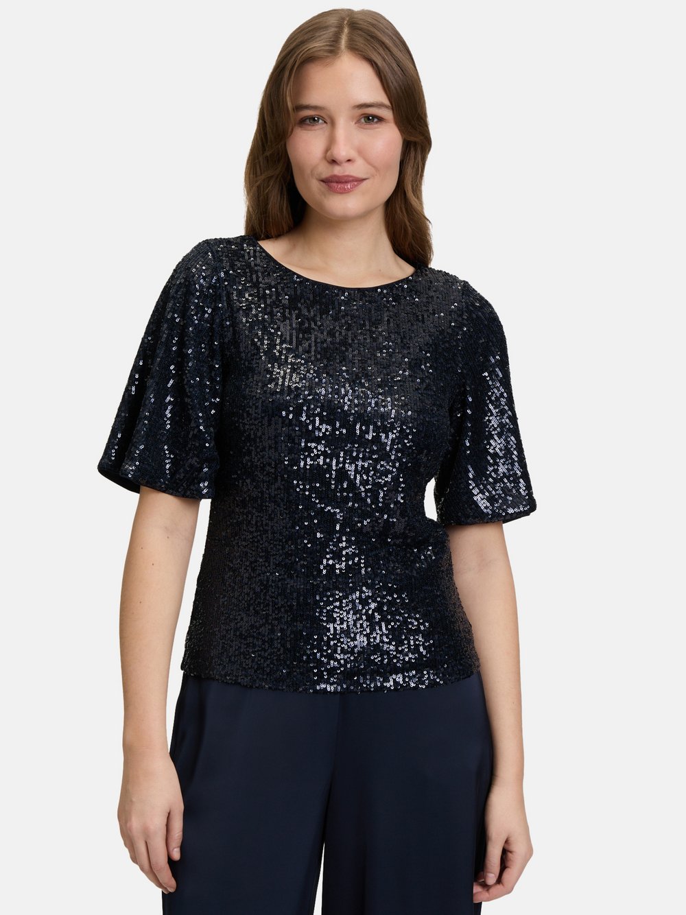 Vera Mont Pailletten-Top Damen blau, 38