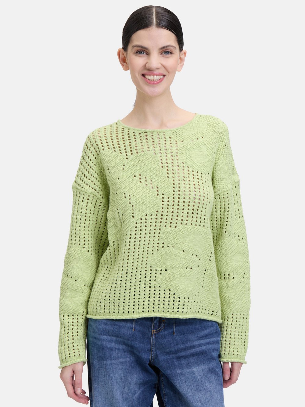 Cartoon Strickpullover Damen Baumwolle grün, 44