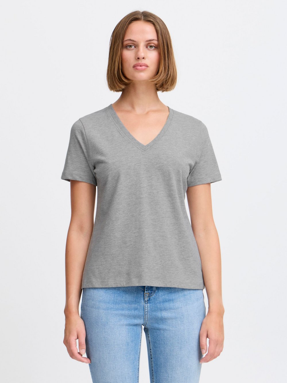 Ichi T-Shirt Damen Baumwolle grau, XXL