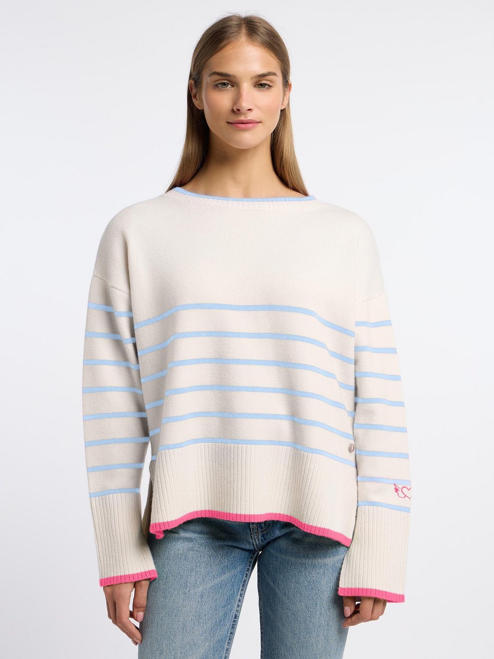 Frieda & Freddies Strickpullover Damen Viskose blau gestreift, 40