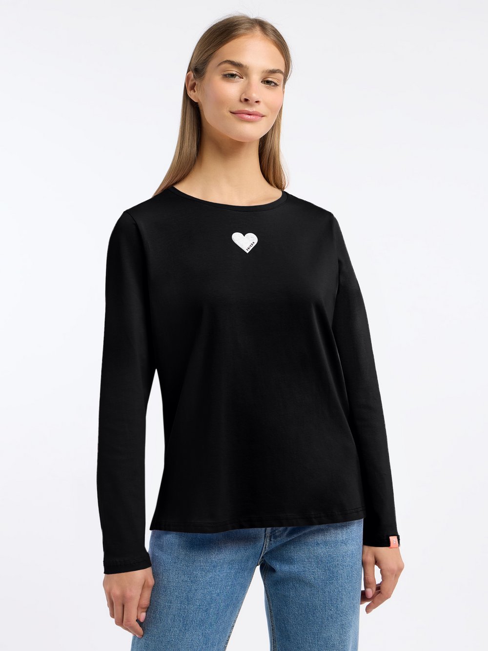 Frieda & Freddies Langarmshirt Damen Baumwolle schwarz, 36