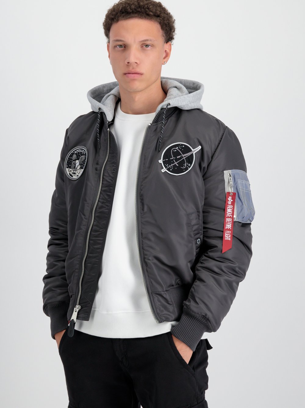 Alpha Industries Bomberjacke Herren grau bedruckt, L