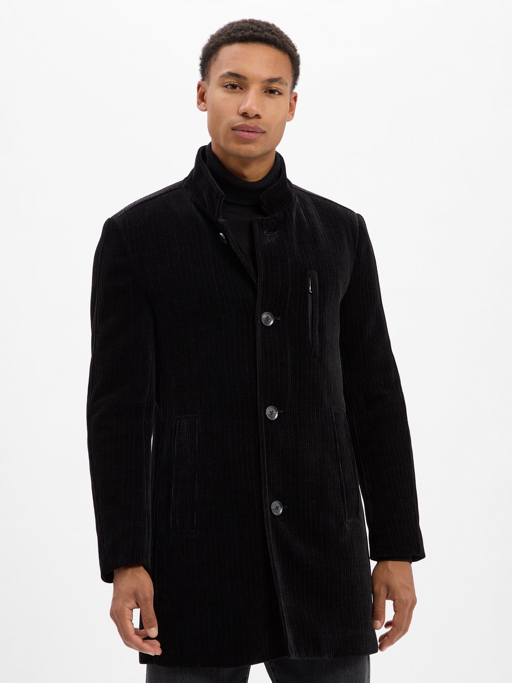 Finshley & Harding Cordmantel Herren schwarz, 54