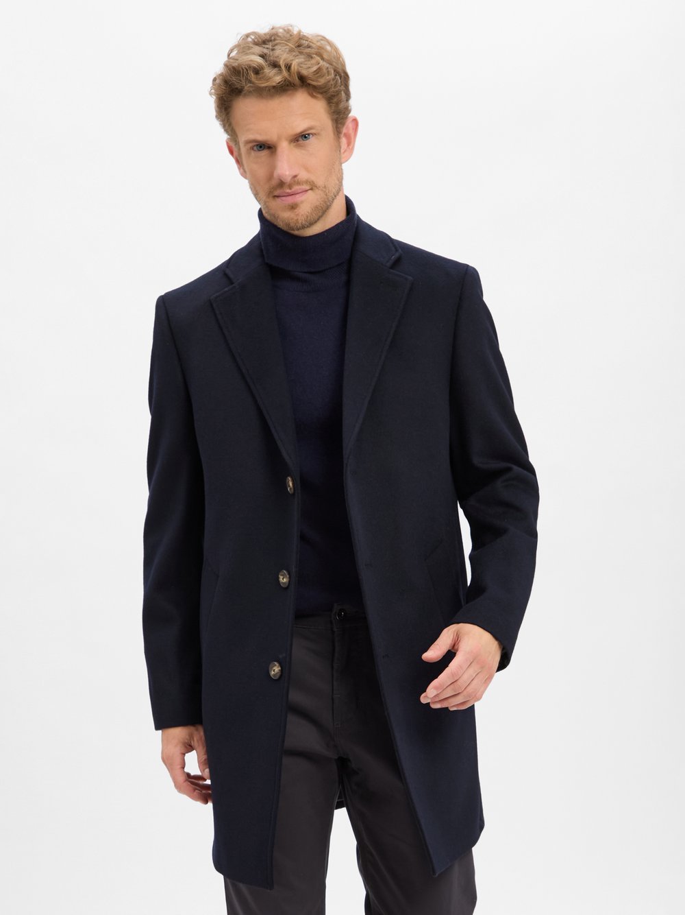 Finshley & Harding Wollmantel Herren Wolle blau, 98