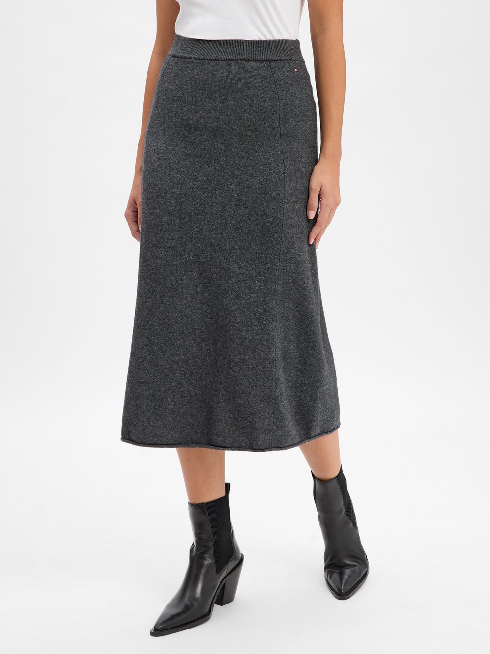 Thumbnail - Tommy Hilfiger Strickrock aus Wolle Damen grau meliert, M