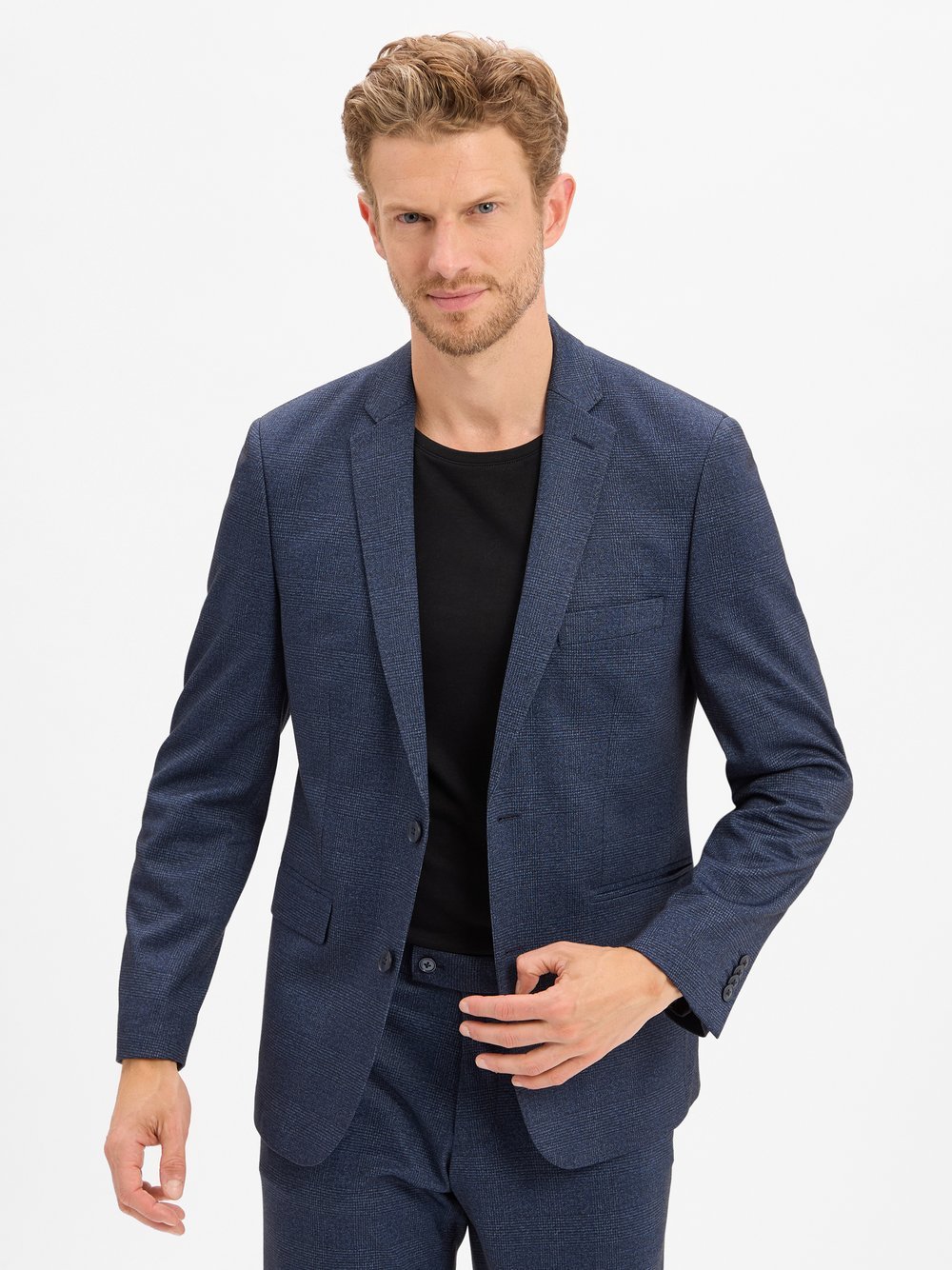 Finshley & Harding Sakko Herren Regular Fit blau kariert, 102