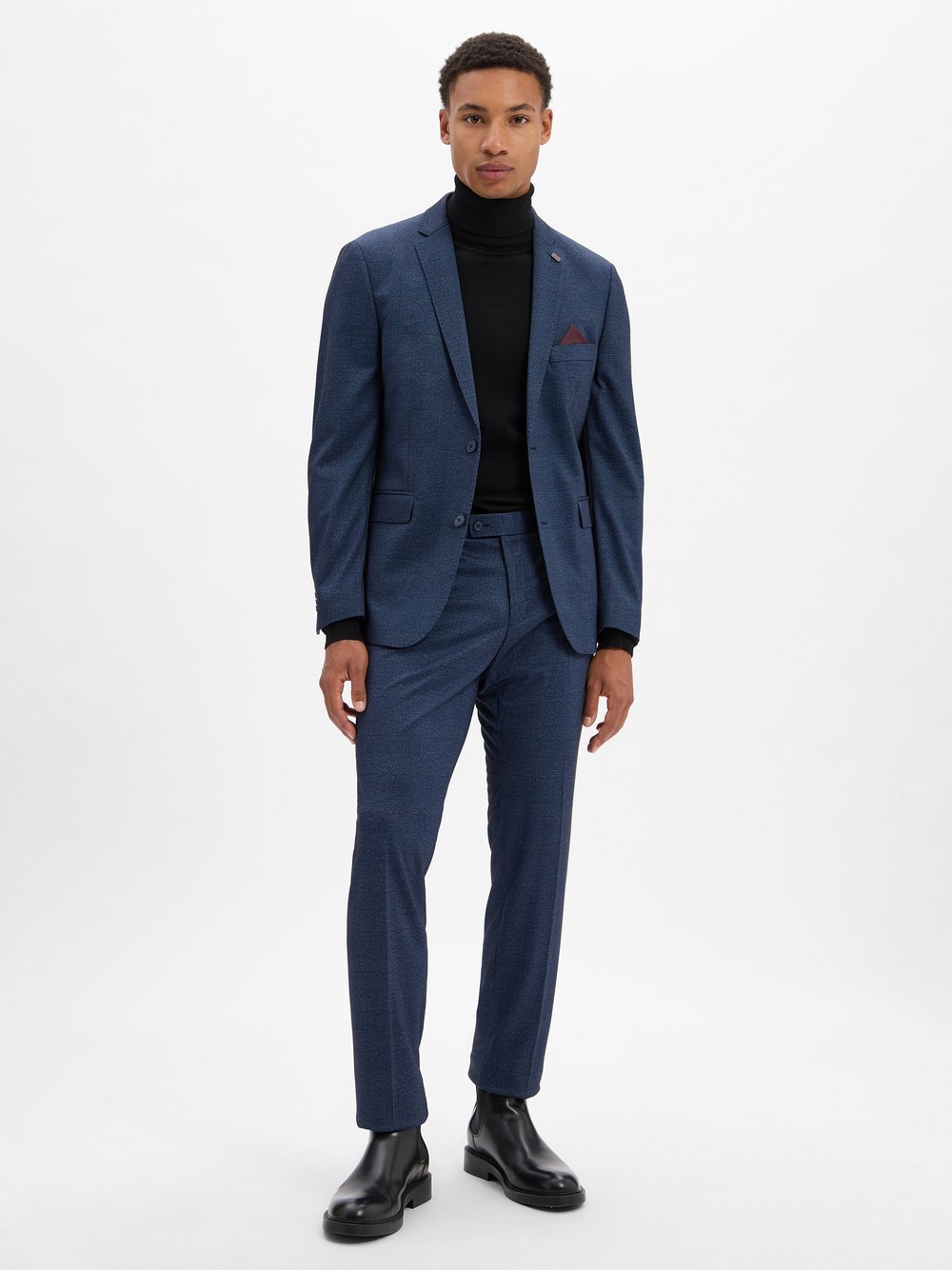 Finshley & Harding Anzug Herren Modern Fit Viskose blau kariert, 27