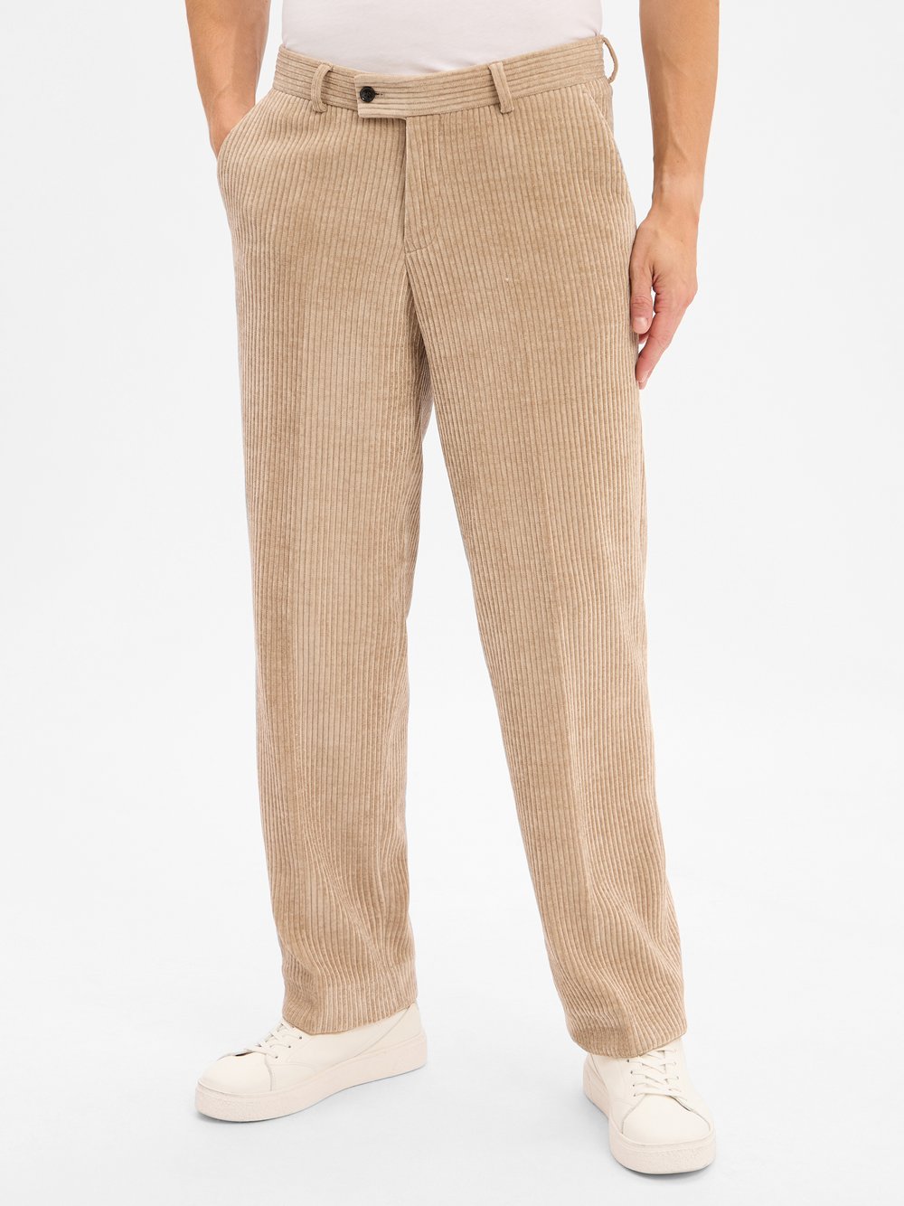 Finshley & Harding Baukasten-Anzughose Herren Modern Fit Baumwolle beige, 52