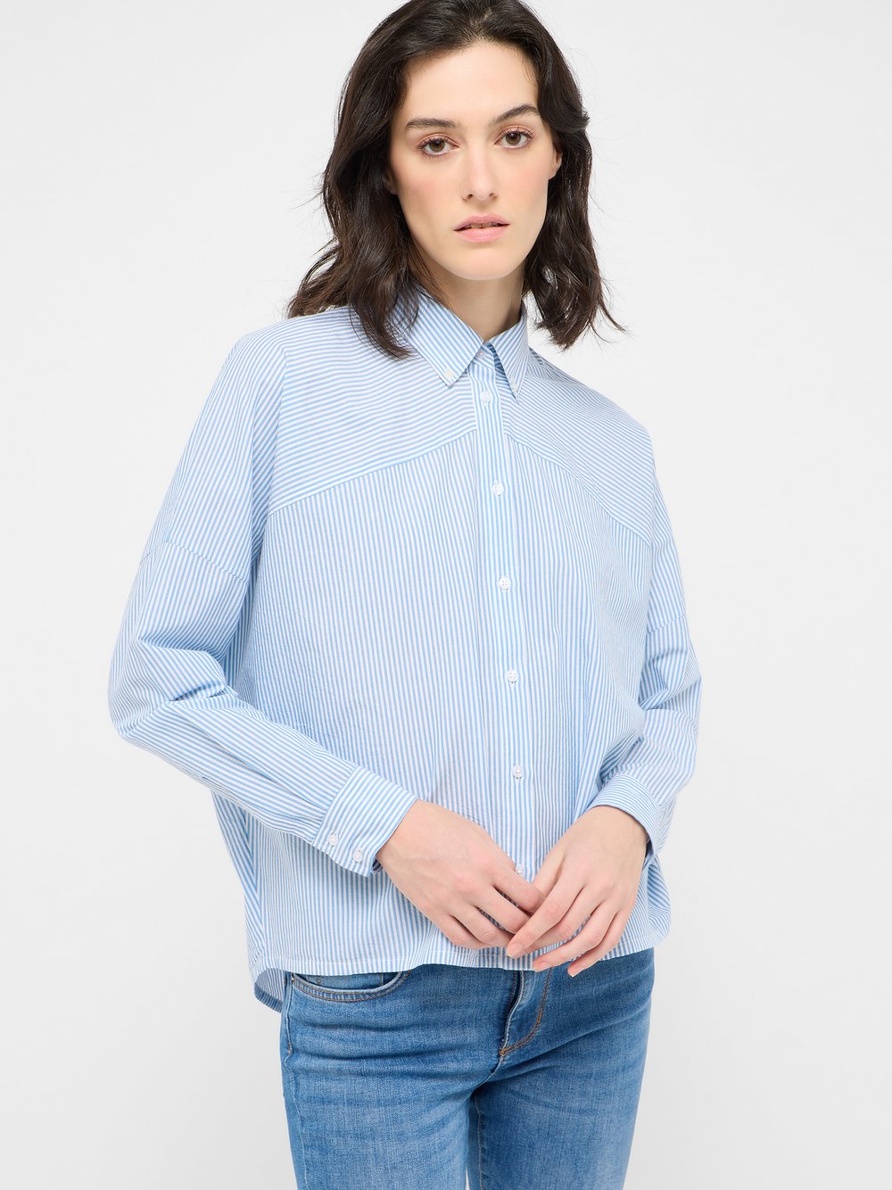 Mustang Bluse Damen Baumwolle blau gestreift, 40