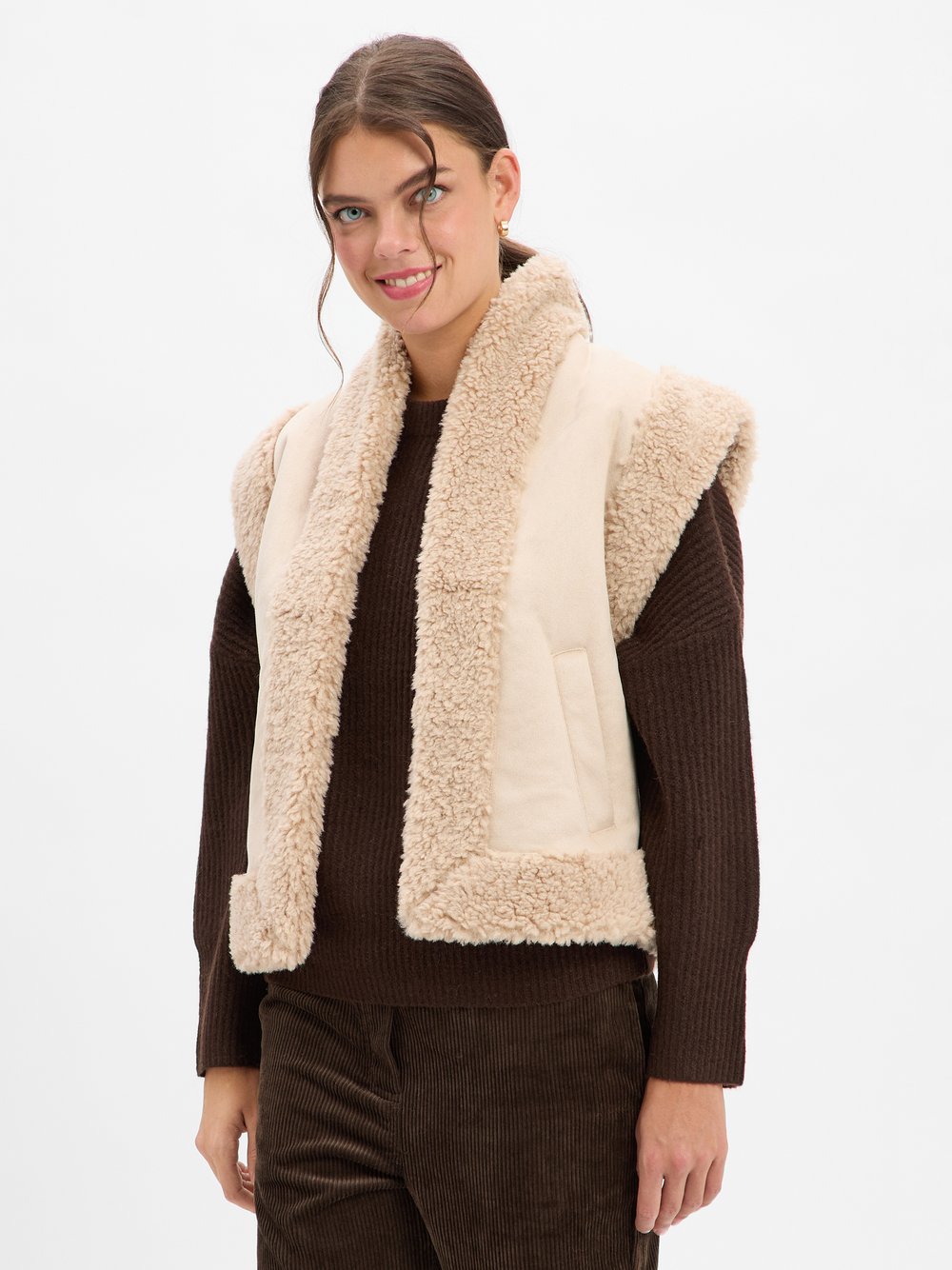 Nümph Kunstfell-Weste Damen beige, 44