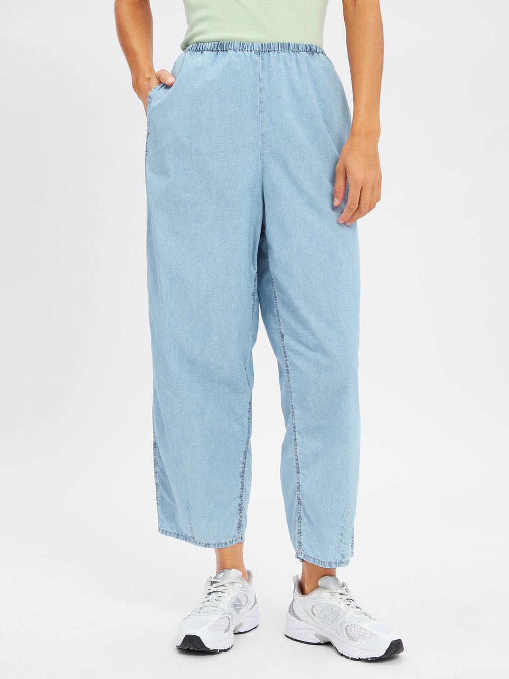 american vintage Stoffhose Damen Baumwolle blau, XS