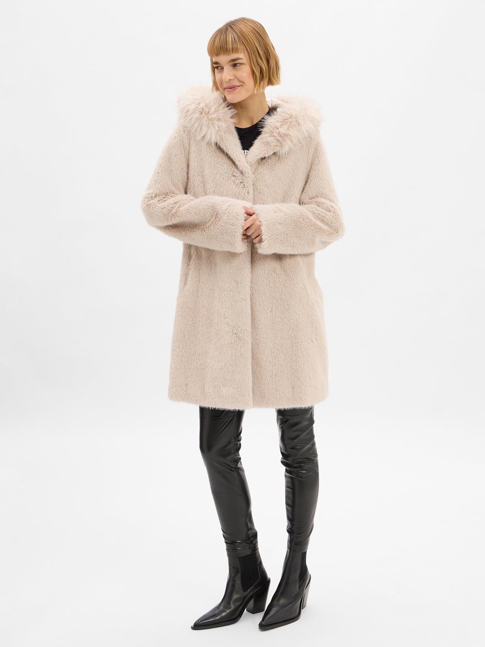 Marc Cain Kunstfellmantel Damen beige, 36