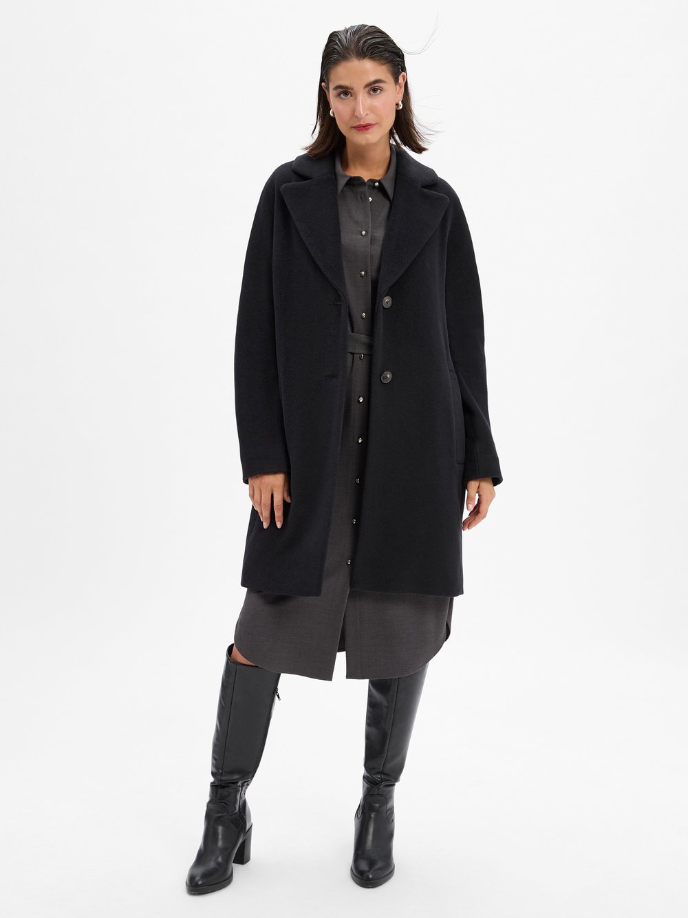 Marc Cain Alpakamantel Damen Wolle schwarz, 42