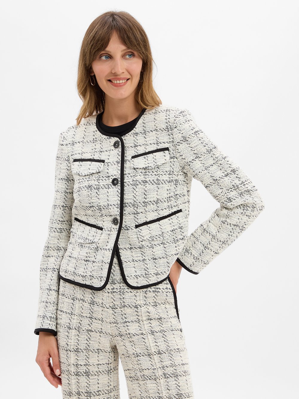 Marc Cain Baukasten-Kurzblazer Damen weiß meliert, 36