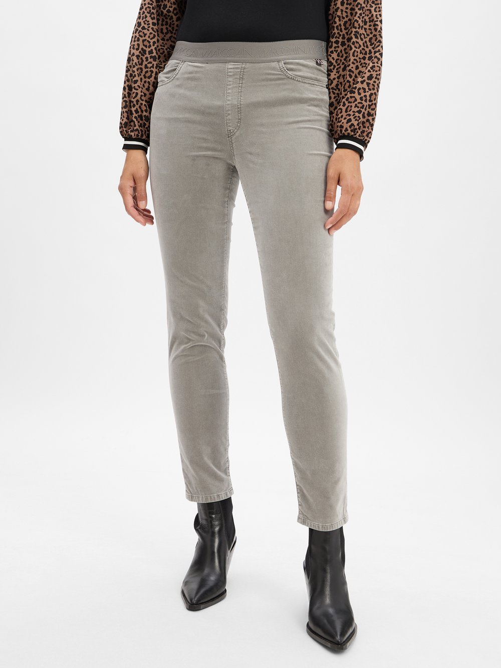 Marc Cain Samt-Schlupfhose Damen Baumwolle grau, 44
