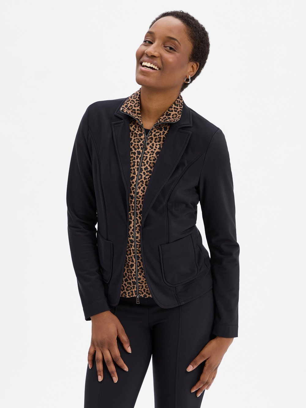 Marc Cain Jerseyblazer Damen schwarz gemustert, 40