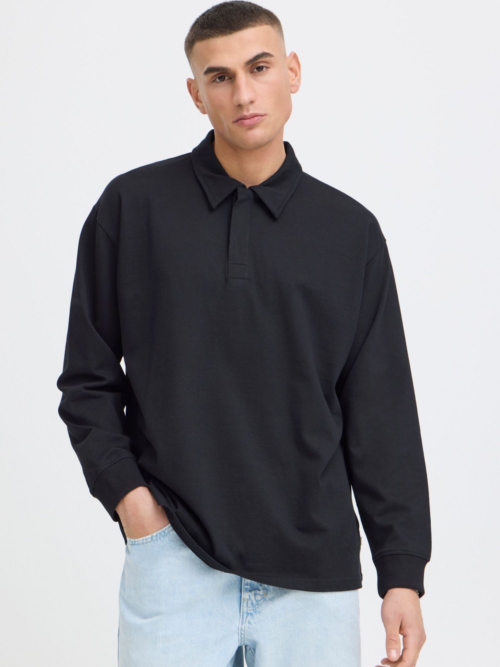 Solid Sweatshirt Herren Baumwolle schwarz, L