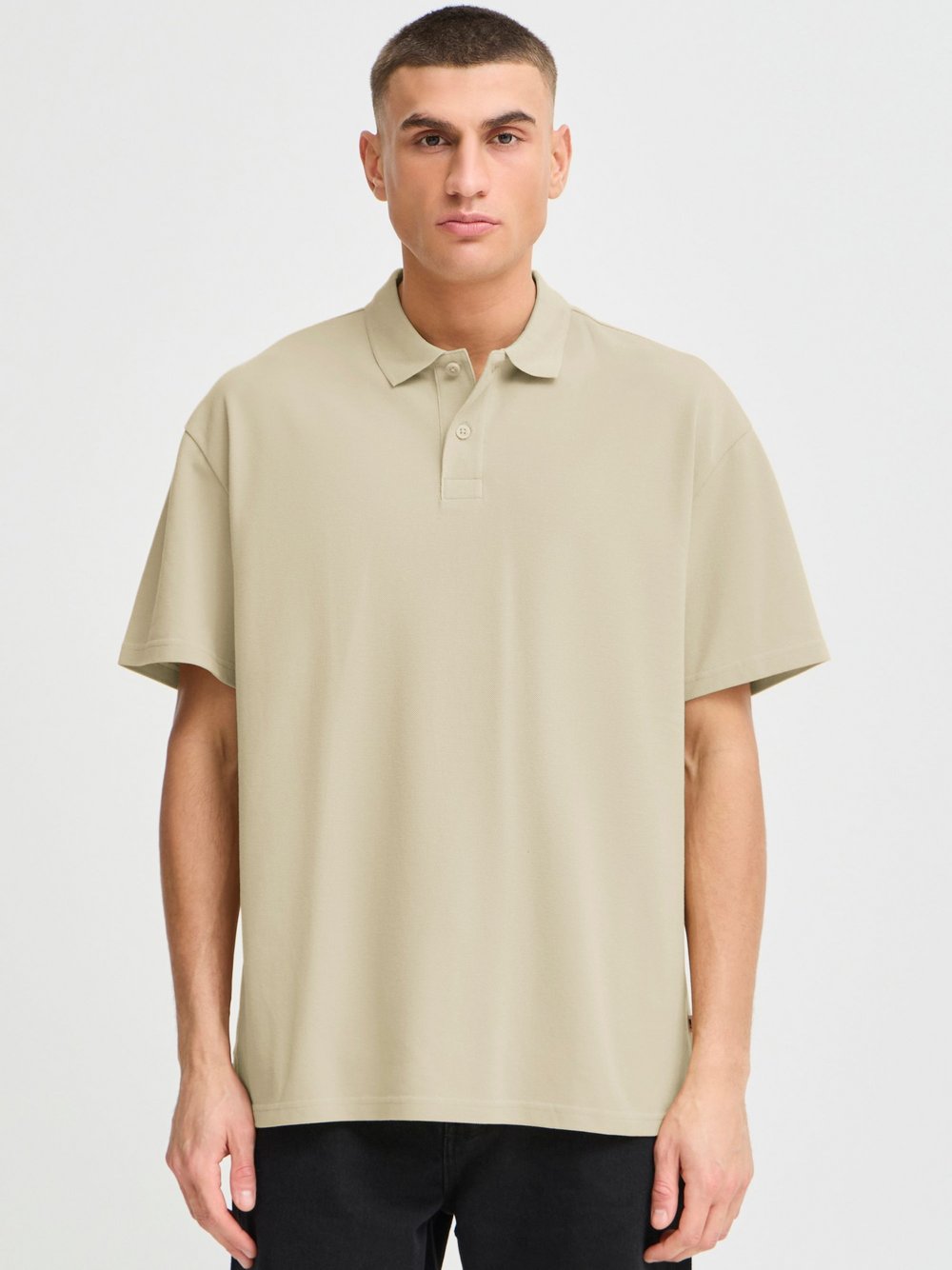 Solid Poloshirt Herren Baumwolle beige, XXL