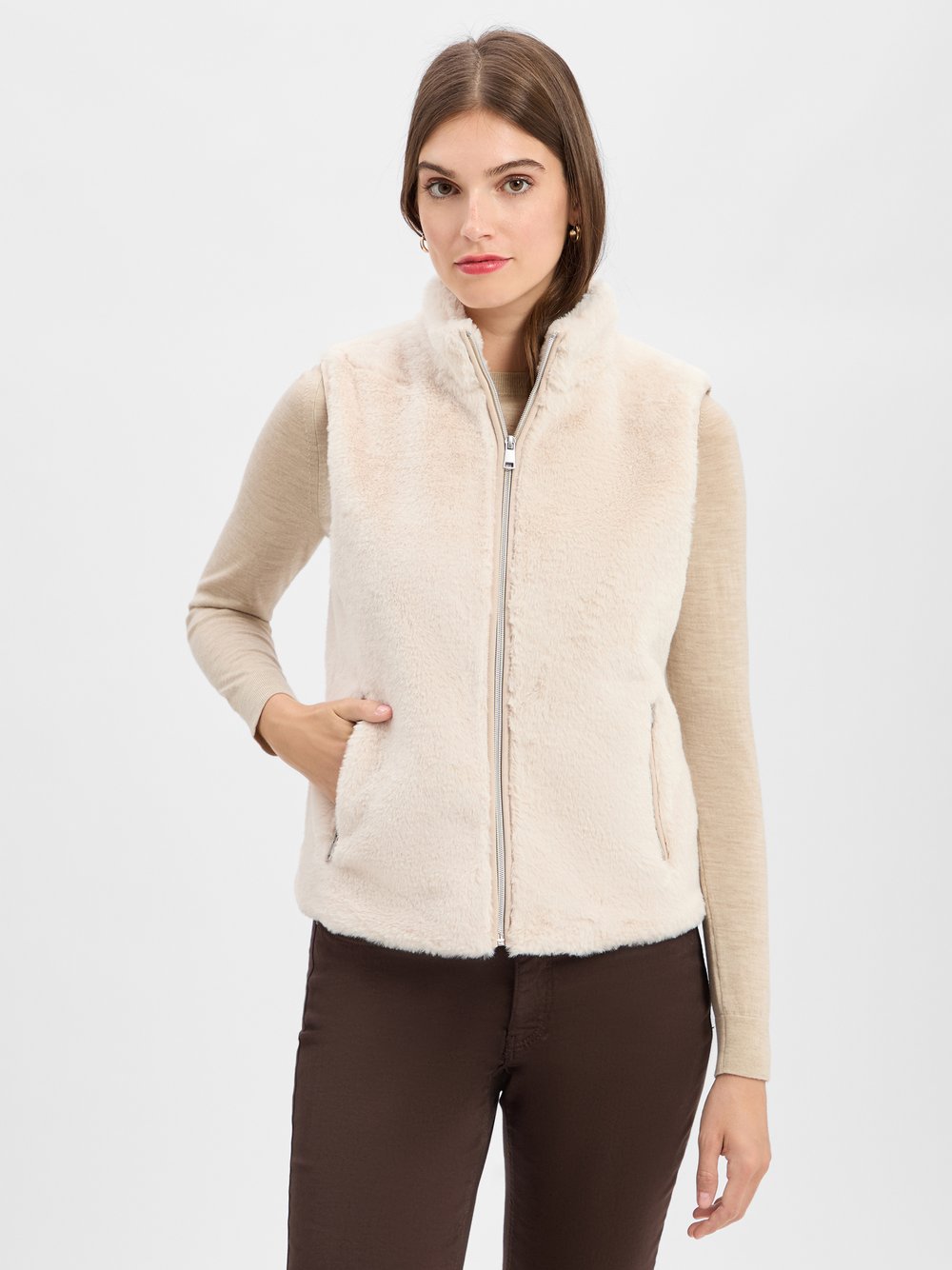 Marie Lund Kunstfellweste Damen beige, 46