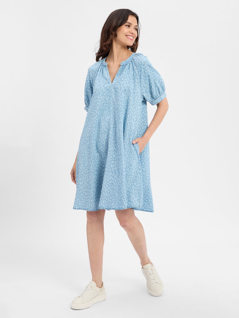 Marie Lund Kleid Damen Lyocell blau bedruckt, 44