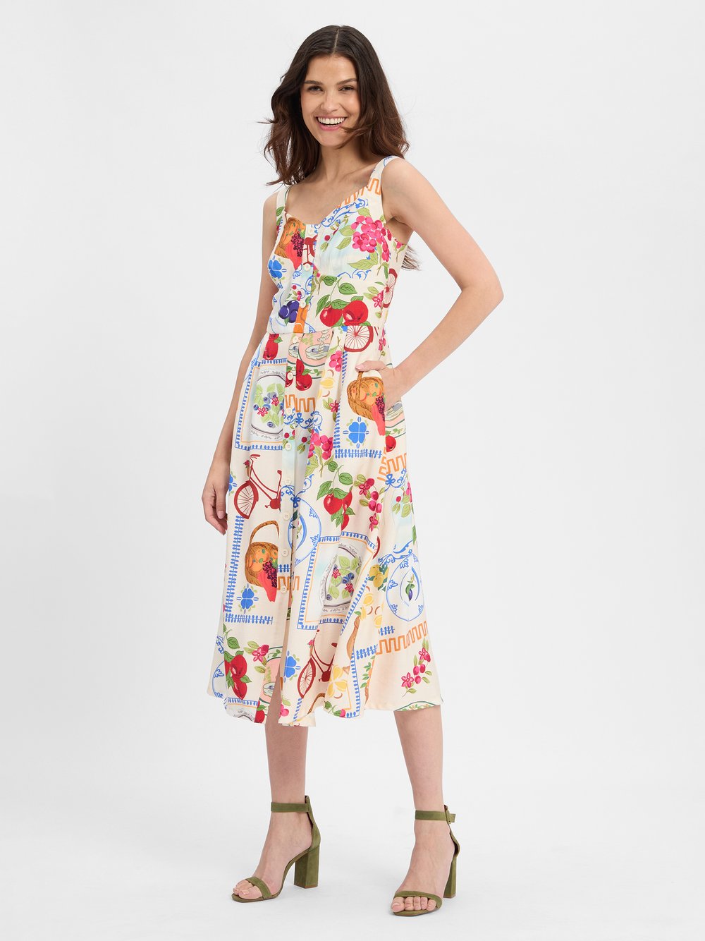Marie Lund Kleid Damen Viskose mehrfarbig bedruckt, 44