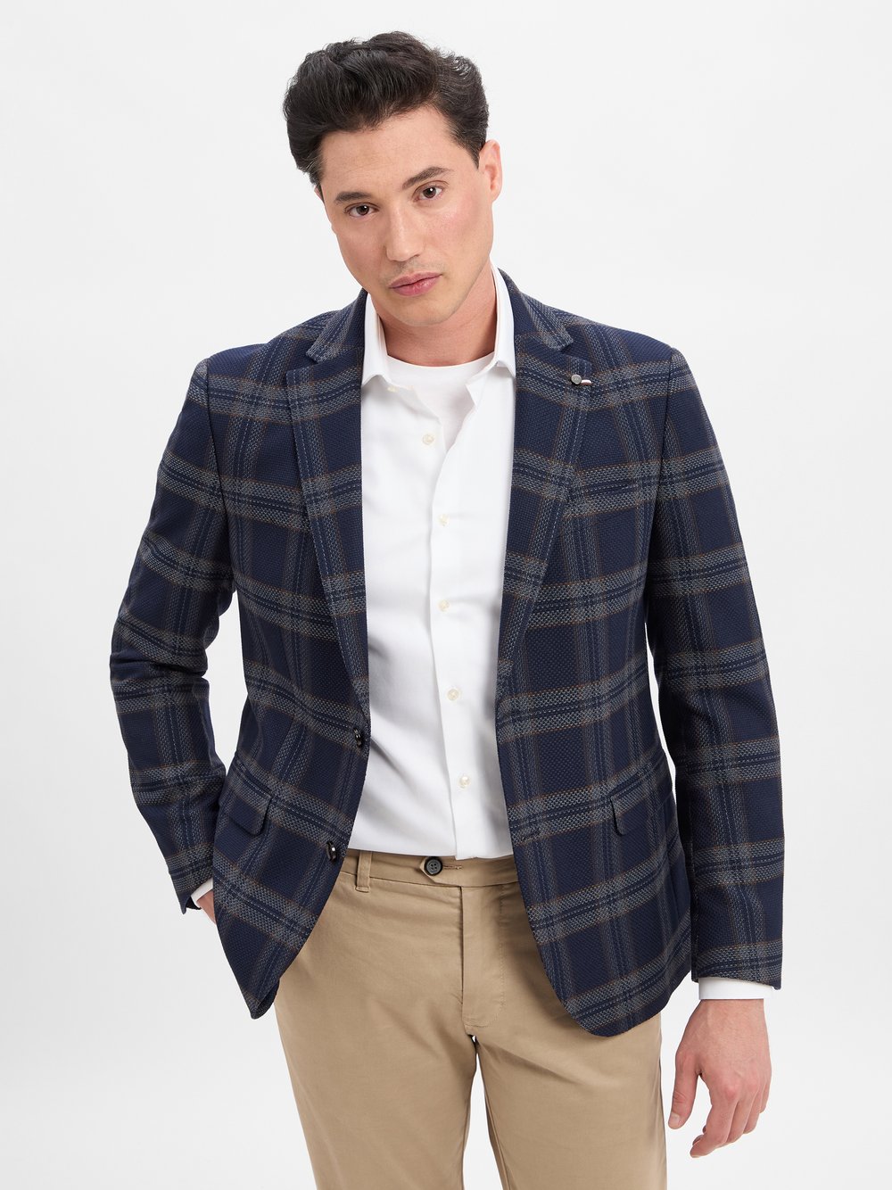 Bugatti Sakko Herren Regular Fit blau kariert, 52