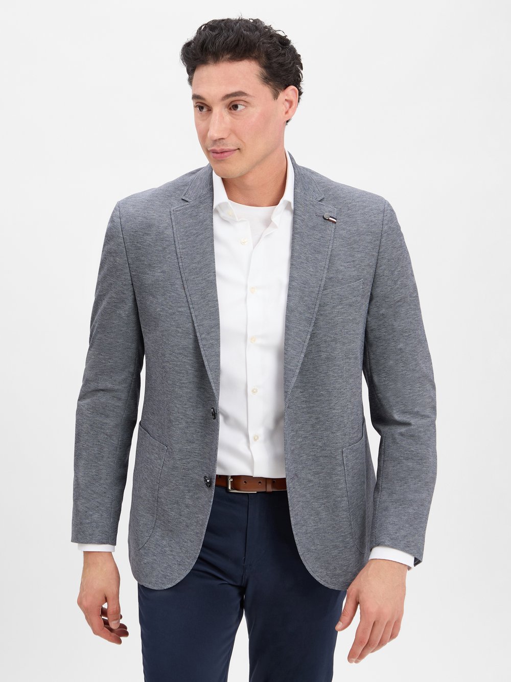 Bugatti Jersey-Sakko Herren Regular Fit Viskose blau meliert, 54