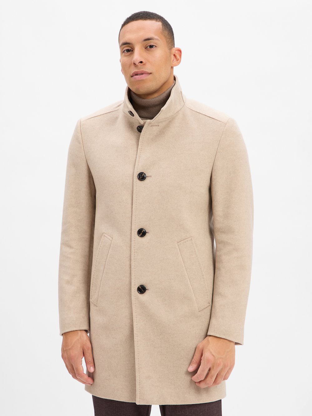 JOOP! Wollmantel mit Cashmere-Anteil Herren Wolle beige, 46