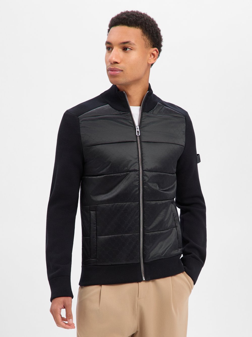 Thumbnail - JOOP! Strickjacke Herren Baumwolle schwarz gemustert, XXL