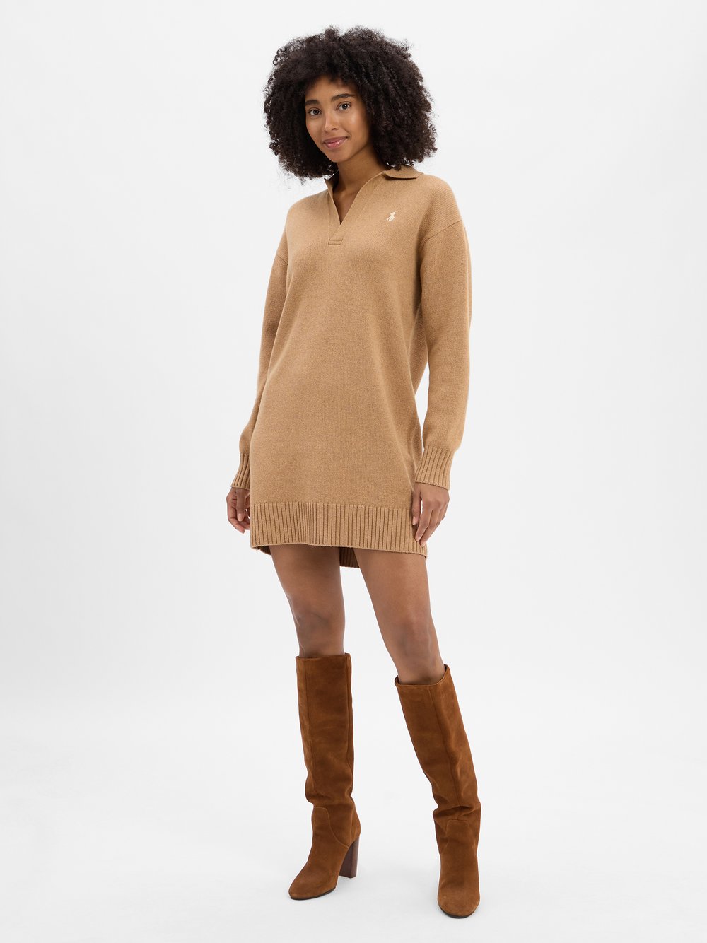 Polo Ralph Lauren Strickkleid mit Wollanteil Damen Wolle beige, XL
