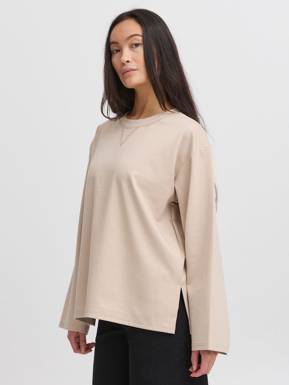 Ichi Longsleeve Damen beige, M