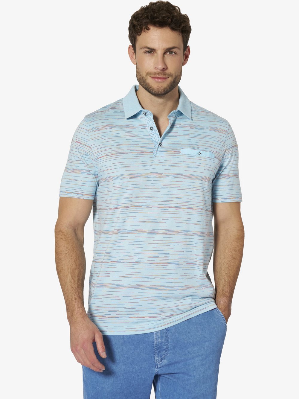 Thumbnail - BABISTA Poloshirt Herren Baumwolle blau gestreift, L