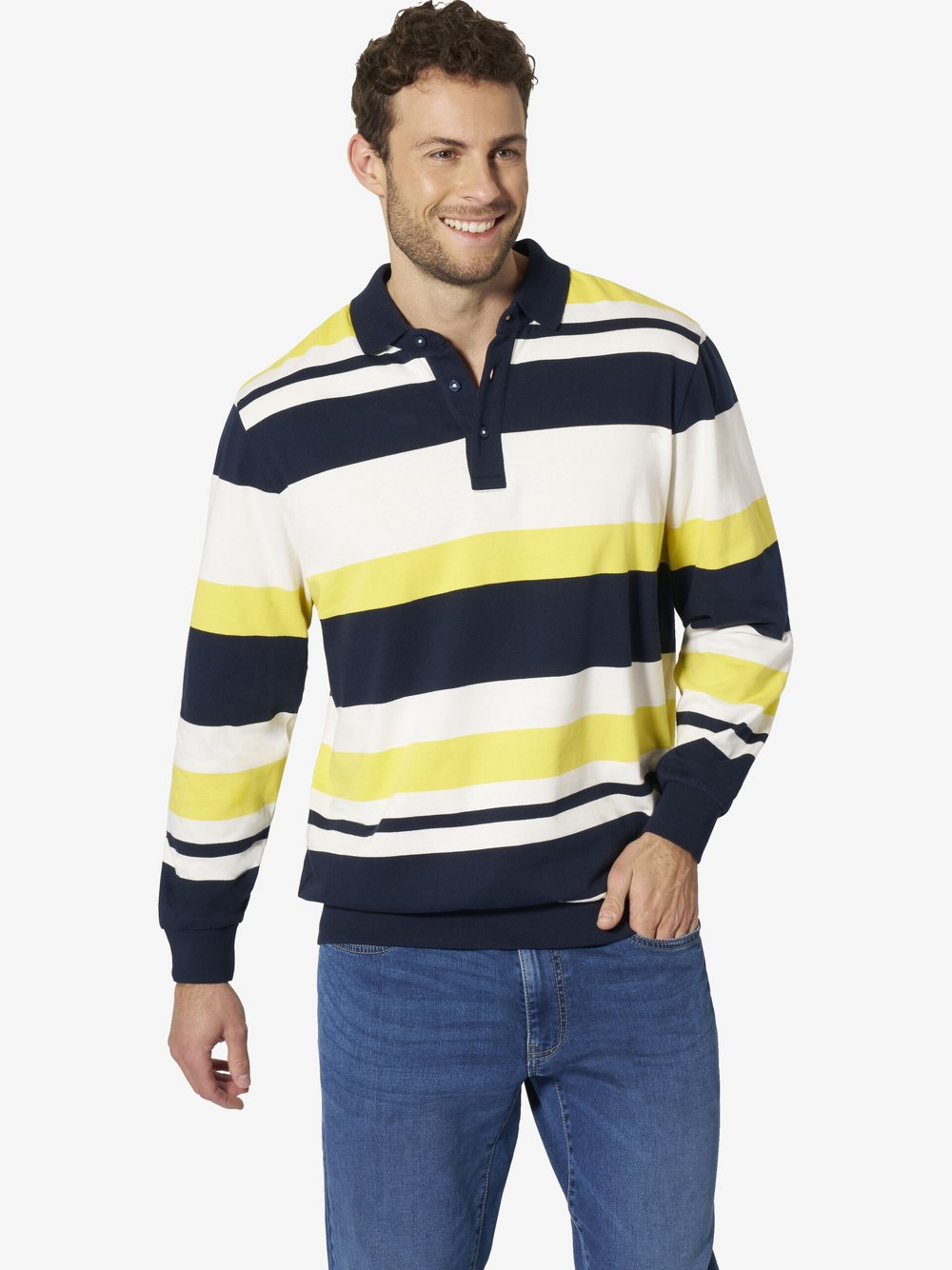 Thumbnail - BABISTA Sweatshirt Herren Baumwolle gelb gestreift, L