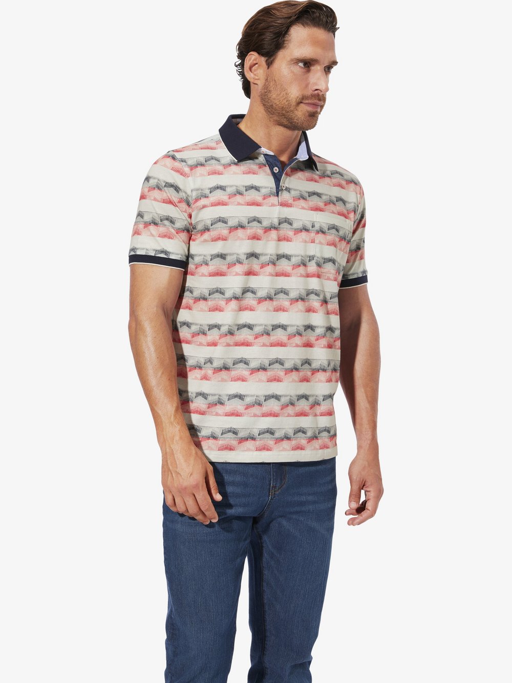 Thumbnail - BABISTA Poloshirt Herren Baumwolle rot bedruckt, L