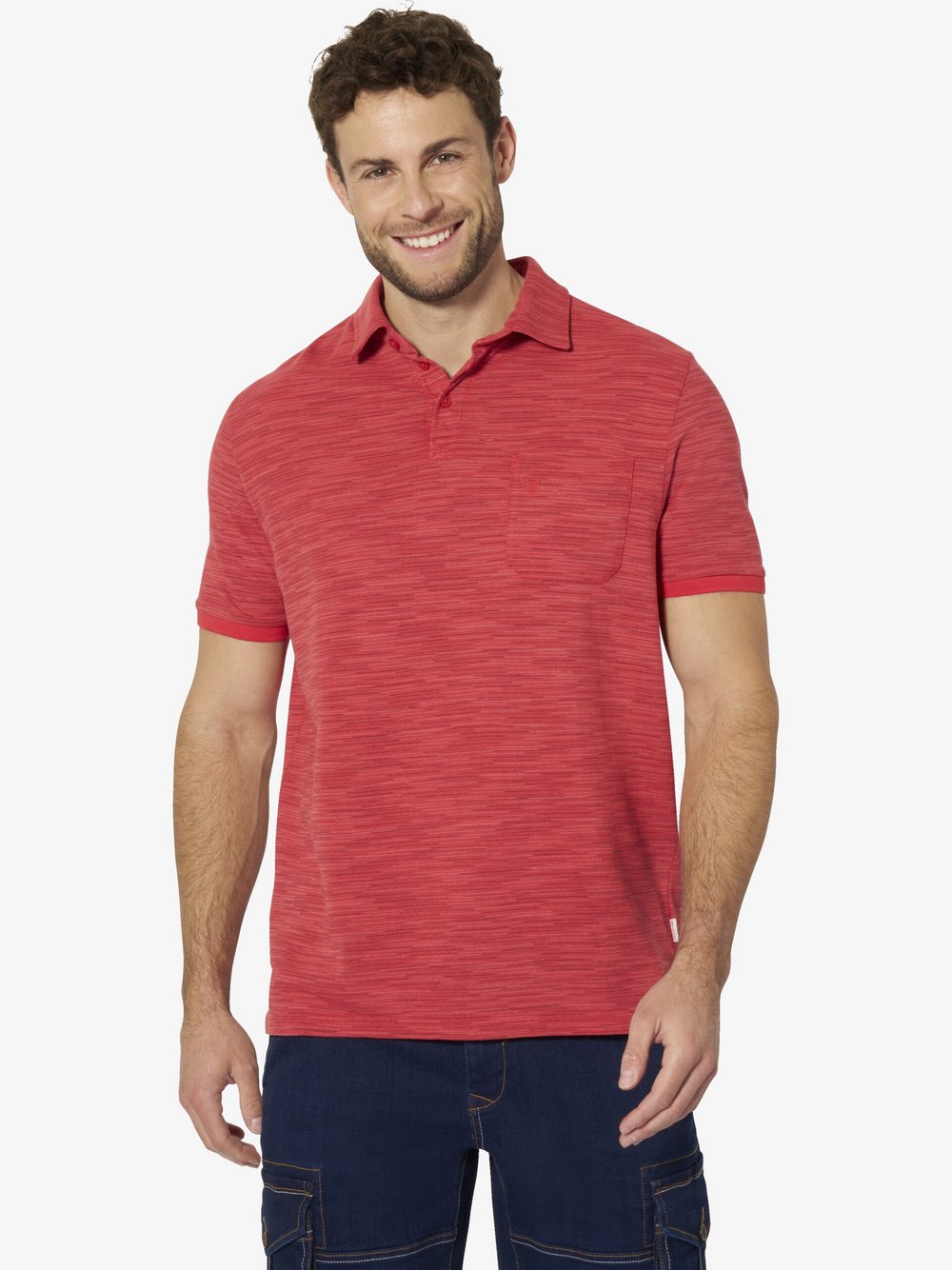 Thumbnail - BABISTA Poloshirt Herren Baumwolle rot gemustert, L