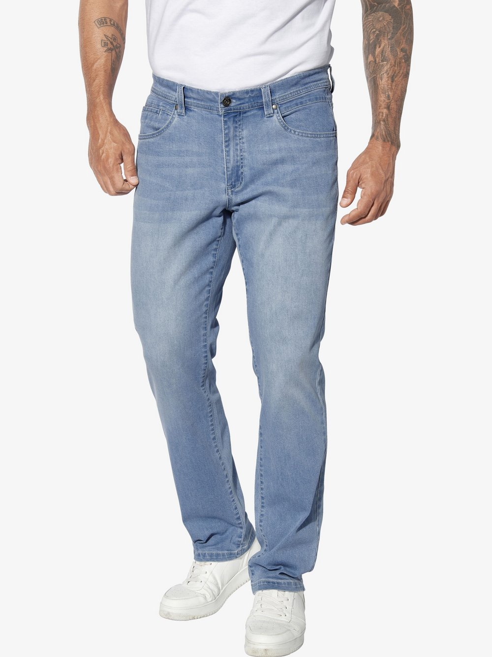 Jan Vanderstorm Tiefbundjeans Herren Baumwolle blau, 50-34