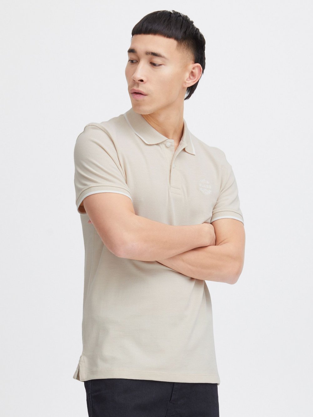 BLEND Poloshirt Herren Baumwolle beige meliert, XXXL