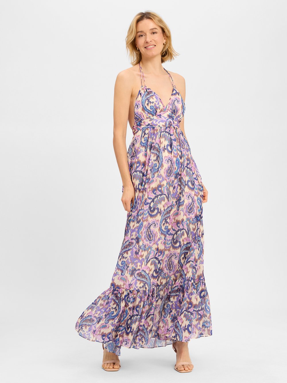Swing Abendkleid Damen Chiffon mehrfarbig gemustert, 40