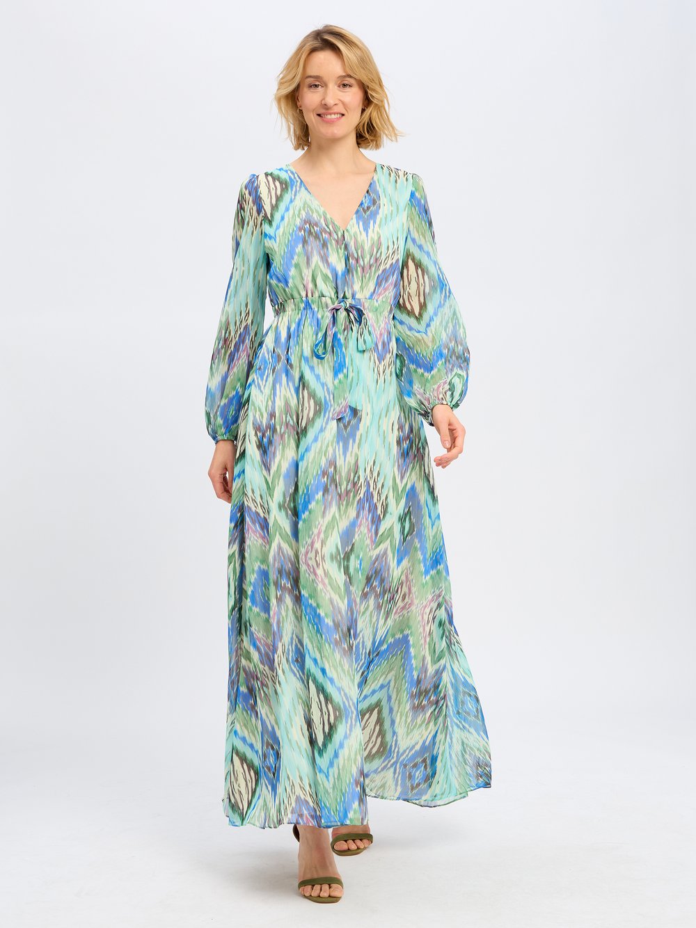 Swing Abendkleid Damen Chiffon mehrfarbig gemustert, 42