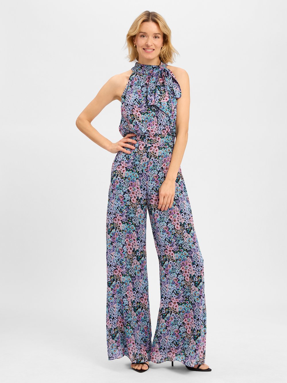 Swing Jumpsuit Damen Chiffon mehrfarbig gemustert, 38
