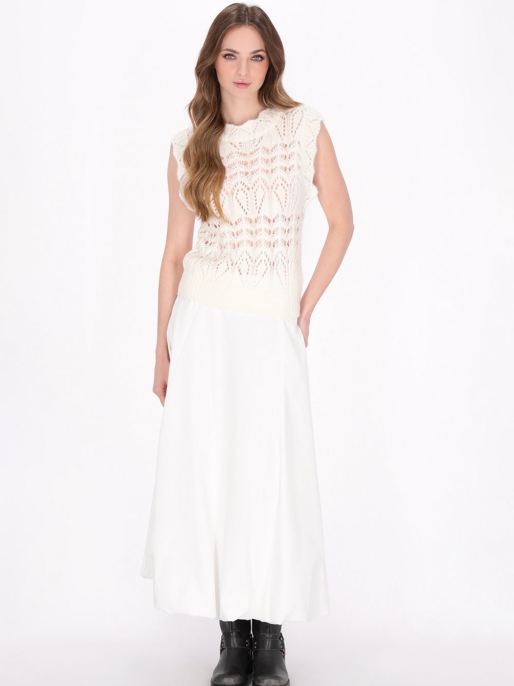 Dreimaster Pullunder Damen Polyamid weiß gemustert, XL/XXL